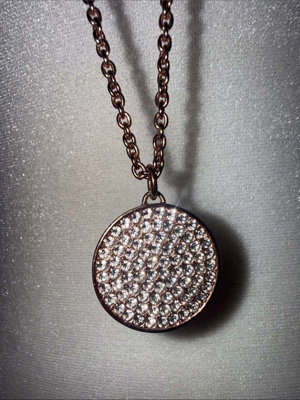 Coach Rose Gold Pendant Chain Necklace Swarovski Crystals